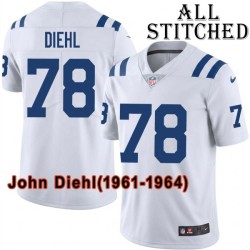 White Embroidered John Diehl Indianapolis Colts #78 Stitched Jersey