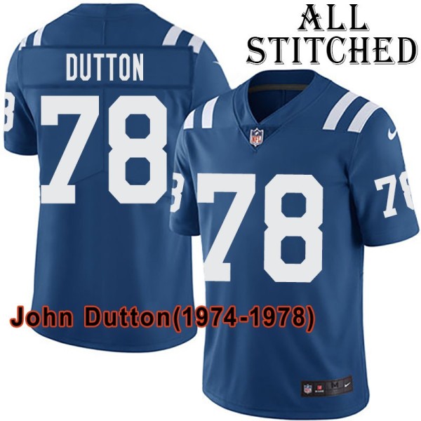 Blue Home Embroidered John Dutton Indianapolis Colts #78 Stitched Jersey