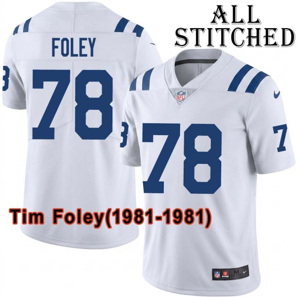 White Embroidered Tim Foley Indianapolis Colts #78 Stitched Jersey