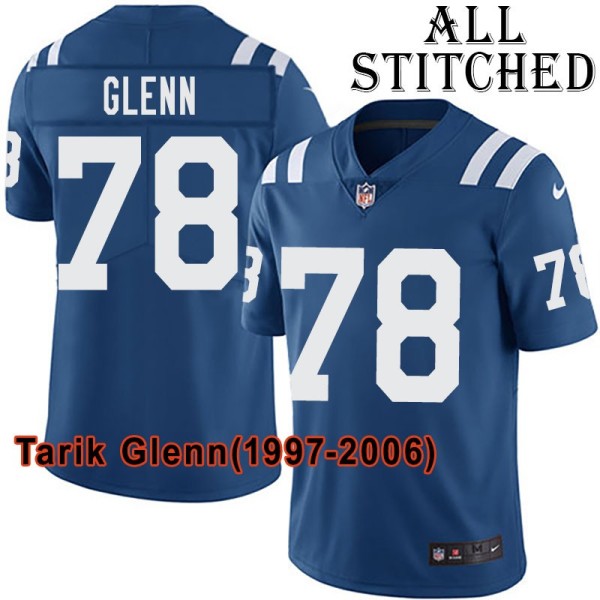 Blue Home Embroidered Tarik Glenn Indianapolis Colts #78 Stitched Jersey