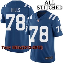 Blue Home Embroidered Tony Hills Indianapolis Colts #78 Stitched Jersey