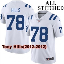 White Embroidered Tony Hills Indianapolis Colts #78 Stitched Jersey