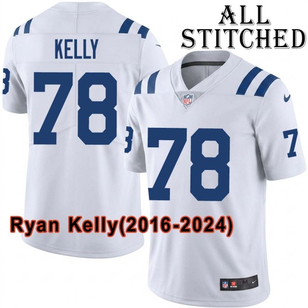 White Embroidered Ryan Kelly Indianapolis Colts #78 Stitched Jersey