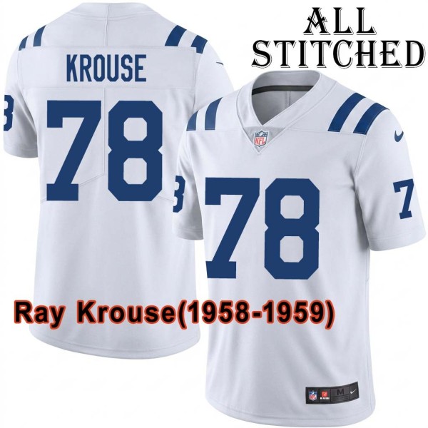 White Embroidered Ray Krouse Indianapolis Colts #78 Stitched Jersey