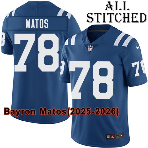 Blue Home Embroidered Bayron Matos Indianapolis Colts #78 Stitched Jersey