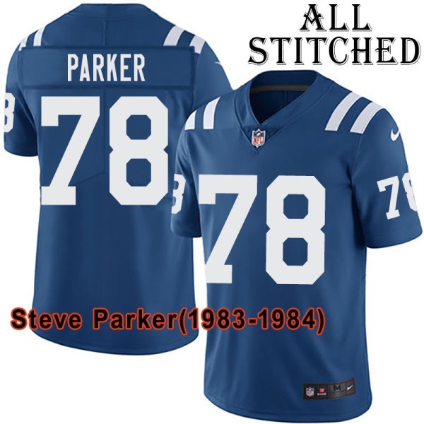 Blue Home Embroidered Steve Parker Indianapolis Colts #78 Stitched Jersey
