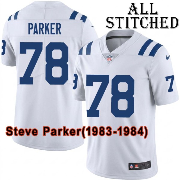 White Embroidered Steve Parker Indianapolis Colts #78 Stitched Jersey