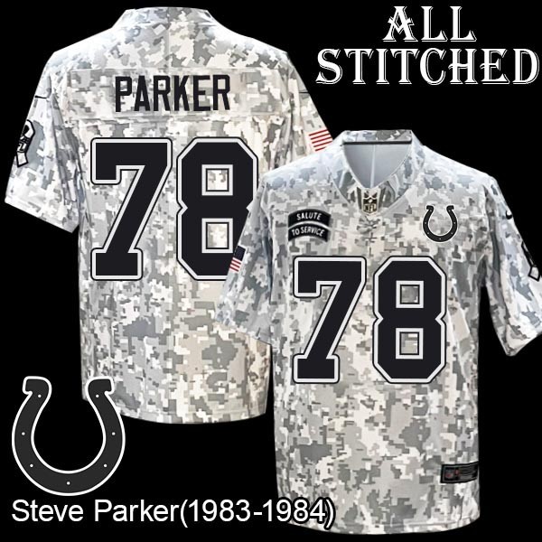 Camo Embroidered Steve Parker Indianapolis Colts #78 Stitched Jersey