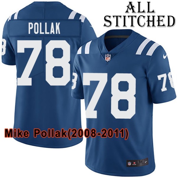 Blue Home Embroidered Mike Pollak Indianapolis Colts #78 Stitched Jersey