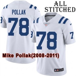 White Embroidered Mike Pollak Indianapolis Colts #78 Stitched Jersey