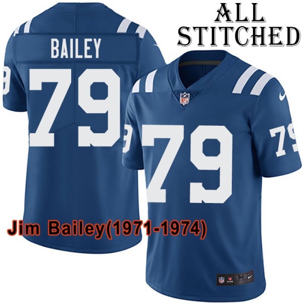 Blue Home Embroidered Jim Bailey Indianapolis Colts #79 Stitched Jersey