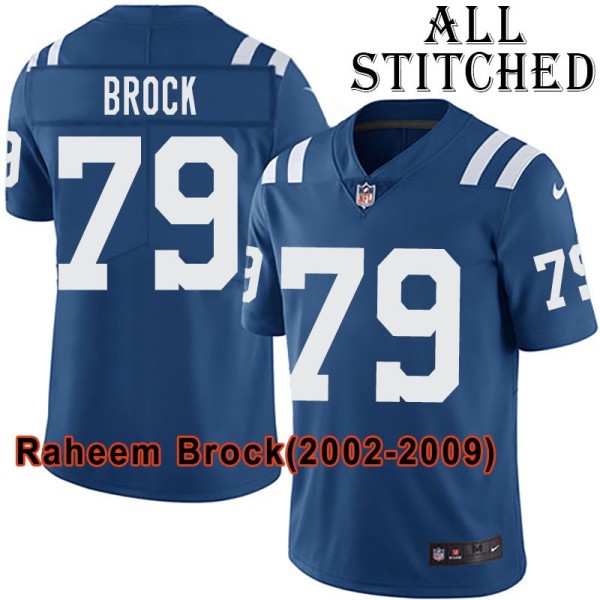 Blue Home Embroidered Raheem Brock Indianapolis Colts #79 Stitched Jersey
