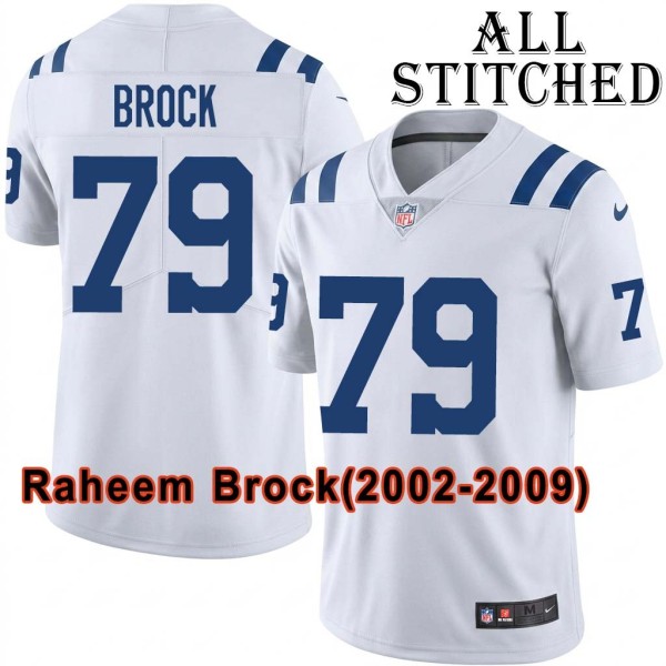 White Embroidered Raheem Brock Indianapolis Colts #79 Stitched Jersey