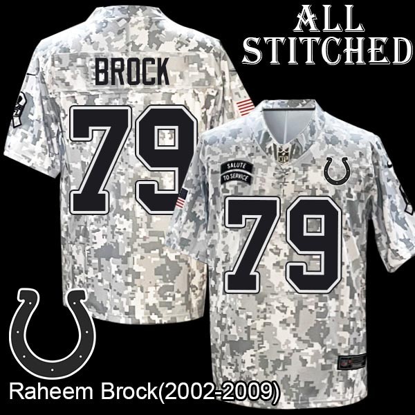 Camo Embroidered Raheem Brock Indianapolis Colts #79 Stitched Jersey