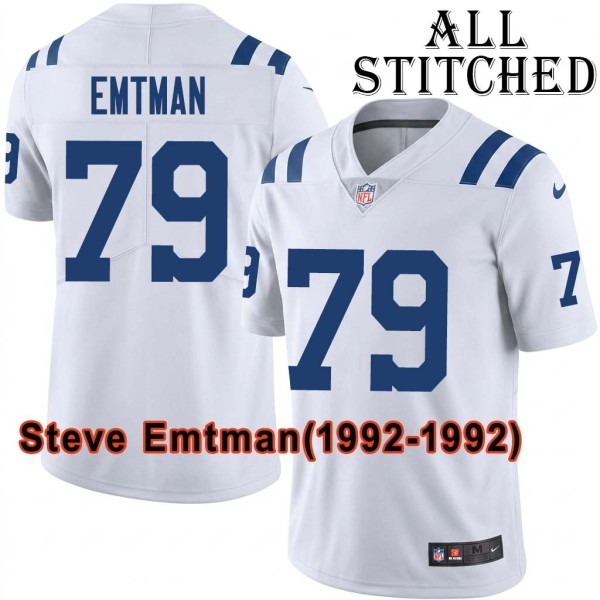 White Embroidered Steve Emtman Indianapolis Colts #79 Stitched Jersey