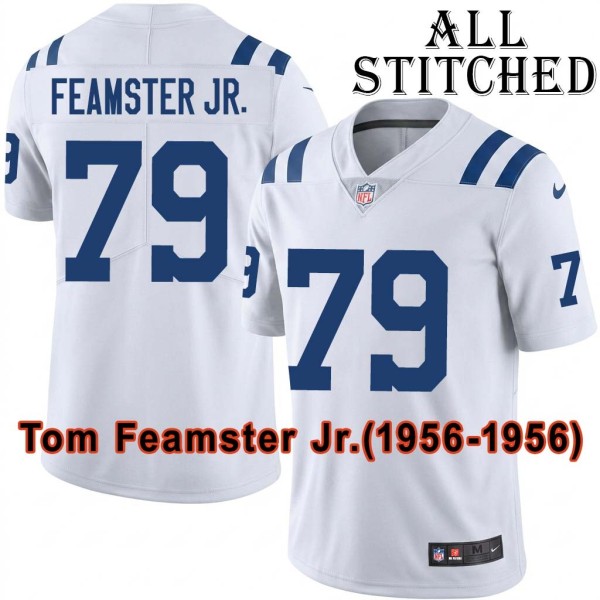 White Embroidered Tom Feamster Jr. Indianapolis Colts #79 Stitched Jersey