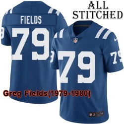 Blue Home Embroidered Greg Fields Indianapolis Colts #79 Stitched Jersey