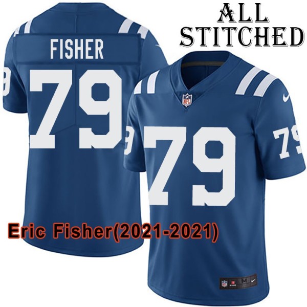 Blue Home Embroidered Eric Fisher Indianapolis Colts #79 Stitched Jersey