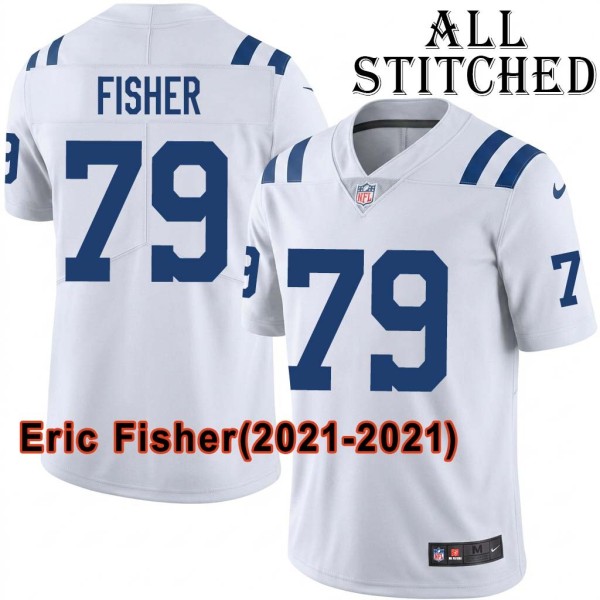 White Embroidered Eric Fisher Indianapolis Colts #79 Stitched Jersey