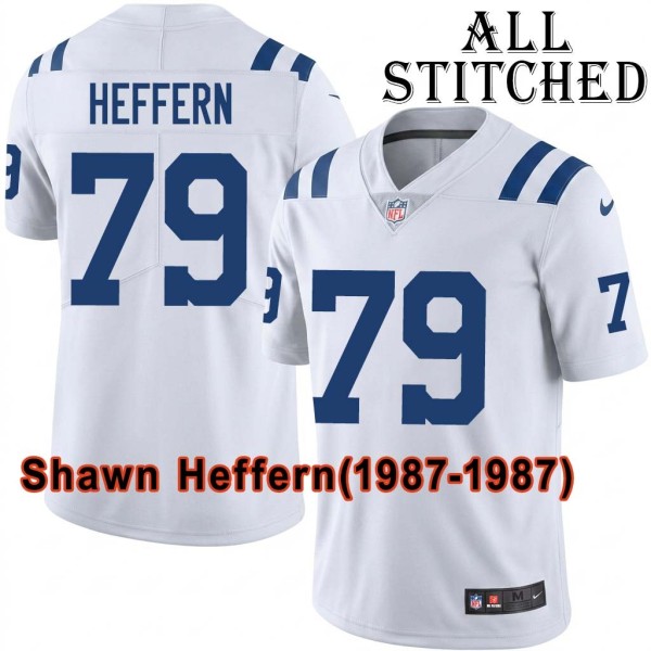White Embroidered Shawn Heffern Indianapolis Colts #79 Stitched Jersey
