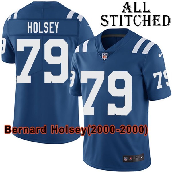 Blue Home Embroidered Bernard Holsey Indianapolis Colts #79 Stitched Jersey