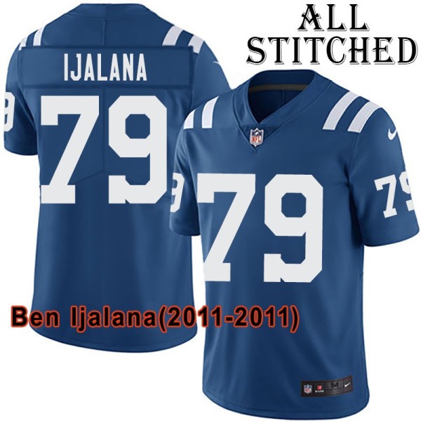 Blue Home Embroidered Ben Ijalana Indianapolis Colts #79 Stitched Jersey