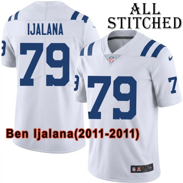 White Embroidered Ben Ijalana Indianapolis Colts #79 Stitched Jersey