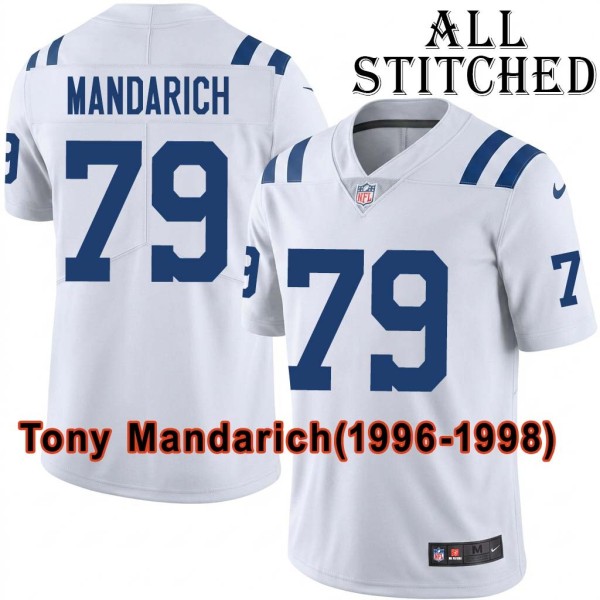 White Embroidered Tony Mandarich Indianapolis Colts #79 Stitched Jersey