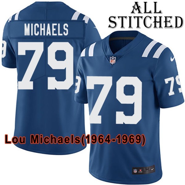 Blue Home Embroidered Lou Michaels Indianapolis Colts #79 Stitched Jersey