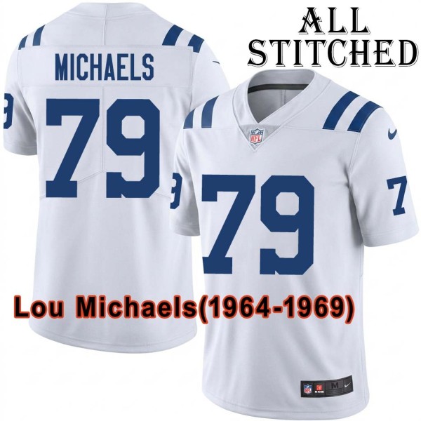 White Embroidered Lou Michaels Indianapolis Colts #79 Stitched Jersey