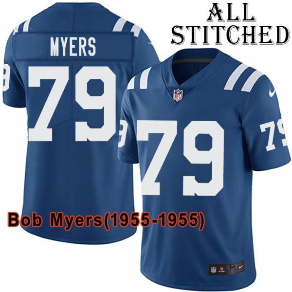 Blue Home Embroidered Bob Myers Indianapolis Colts #79 Stitched Jersey