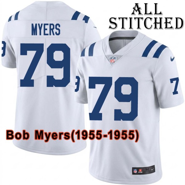 White Embroidered Bob Myers Indianapolis Colts #79 Stitched Jersey