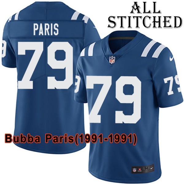 Blue Home Embroidered Bubba Paris Indianapolis Colts #79 Stitched Jersey