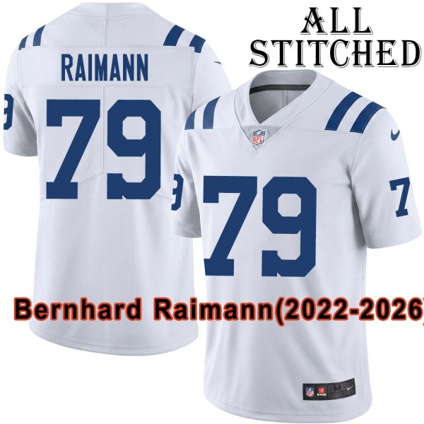 White Embroidered Bernhard Raimann Indianapolis Colts #79 Stitched Jersey