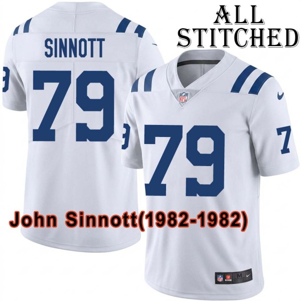 White Embroidered John Sinnott Indianapolis Colts #79 Stitched Jersey