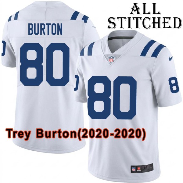 White Embroidered Trey Burton Indianapolis Colts #80 Stitched Jersey