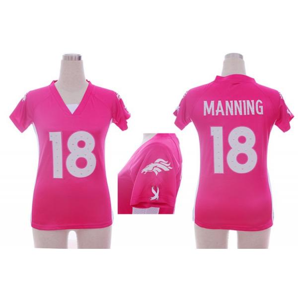 [Fashion I] MANNING Denver #18 Womens Football Jersey - Peyton Manning Womens Football Jersey (Pink)_Free Shipping