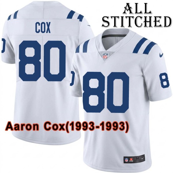 White Embroidered Aaron Cox Indianapolis Colts #80 Stitched Jersey