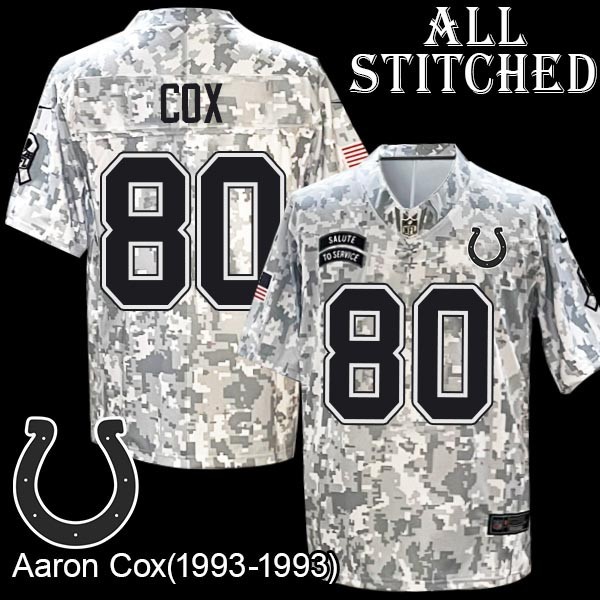 Camo Embroidered Aaron Cox Indianapolis Colts #80 Stitched Jersey