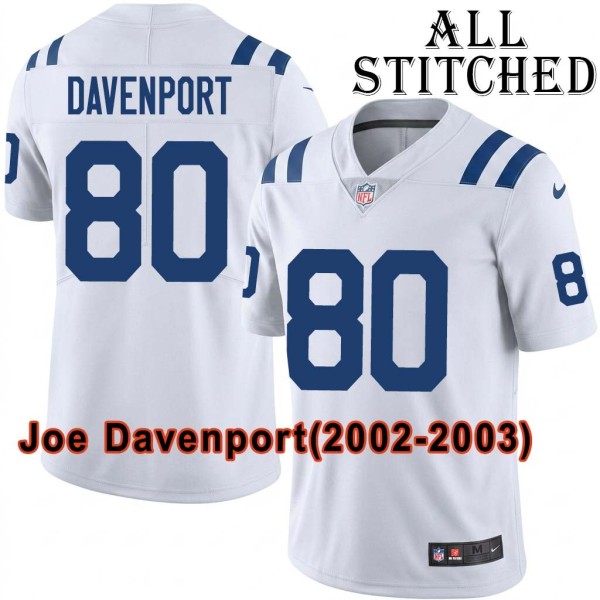 White Embroidered Joe Davenport Indianapolis Colts #80 Stitched Jersey