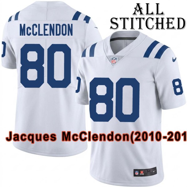 White Embroidered Jacques McClendon Indianapolis Colts #80 Stitched Jersey