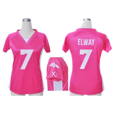 [Fashion I] ELWAY Denver #7 Womens Football Jersey - John Elway Womens Football Jersey (Pink)_Free Shipping