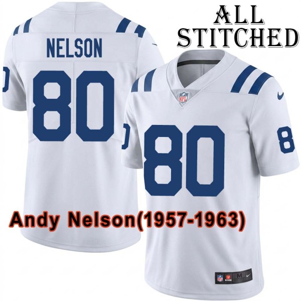 White Embroidered Andy Nelson Indianapolis Colts #80 Stitched Jersey