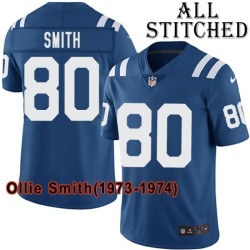 Blue Home Embroidered Ollie Smith Indianapolis Colts #80 Stitched Jersey