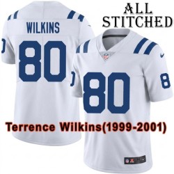 White Embroidered Terrence Wilkins Indianapolis Colts #80 Stitched Jersey