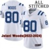 White Embroidered Jelani Woods Indianapolis Colts #80 Stitched Jersey