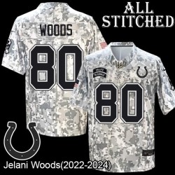 Camo Embroidered Jelani Woods Indianapolis Colts #80 Stitched Jersey