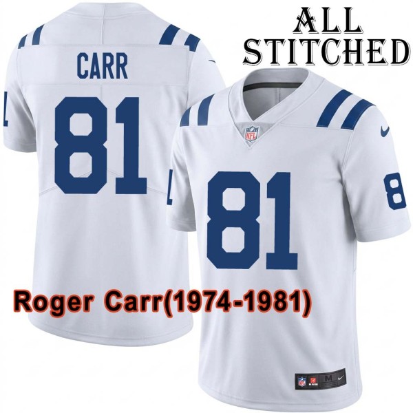 White Embroidered Roger Carr Indianapolis Colts #81 Stitched Jersey