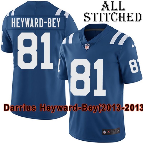 Blue Home Embroidered Darrius Heyward-Bey Indianapolis Colts #81 Stitched Jersey