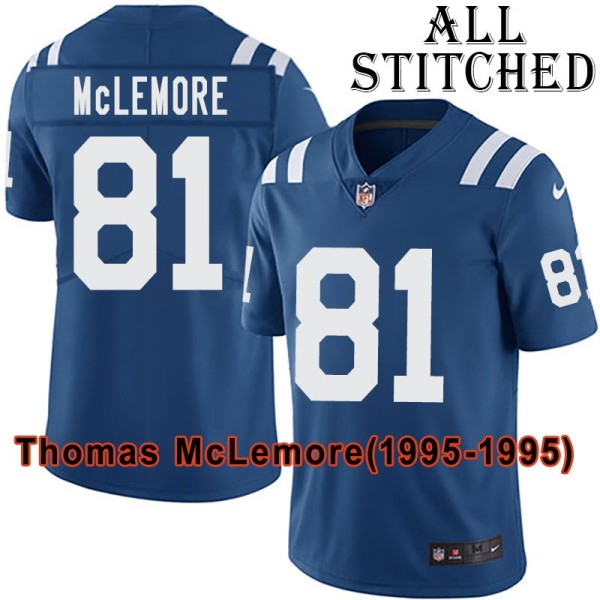 Blue Home Embroidered Thomas McLemore Indianapolis Colts #81 Stitched Jersey